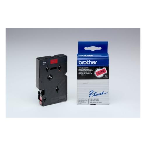 Brother tape noir sur rouge (TC491), 9mm, laminé