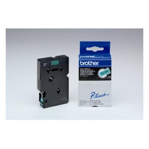 Brother tape noir sur vert (TC791), 9mm, laminé