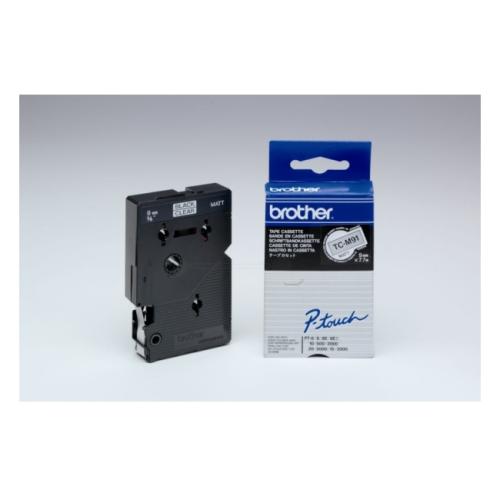 Brother tape noir sur transparent matt (TCM91), 9mm, laminé