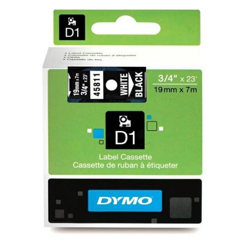 Dymo étiquettes blanc sur noir (45811 / S0720910), 19mm, laminé