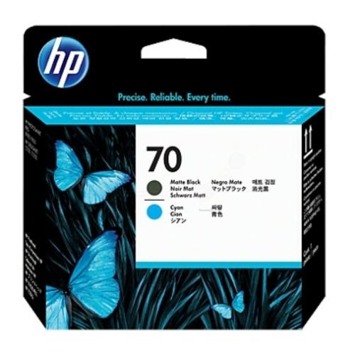 HP tête d'impression noir mat / cyan (C9404A / 70)