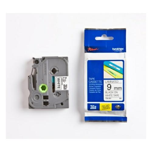 Brother tape noir sur blanc (TZE221), 9mm, laminé