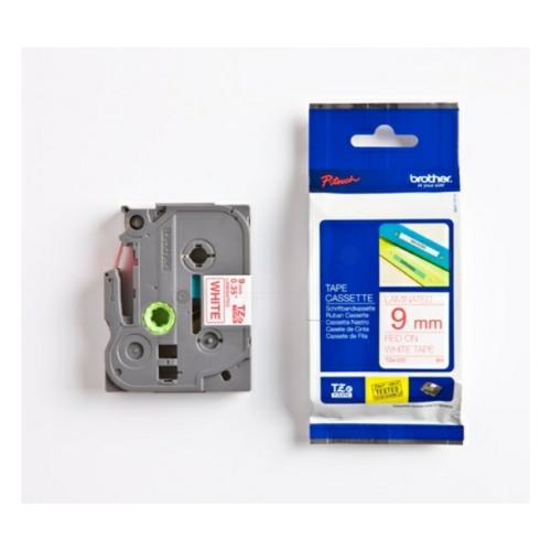 Brother tape rouge sur blanc (TZE222), 9mm, laminé