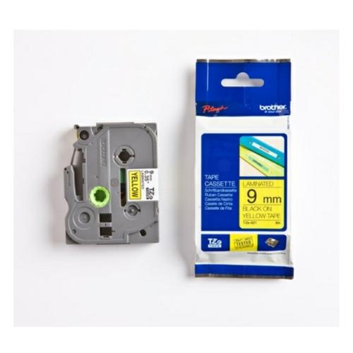 Brother tape noir sur jaune (TZE621), 9mm, laminé