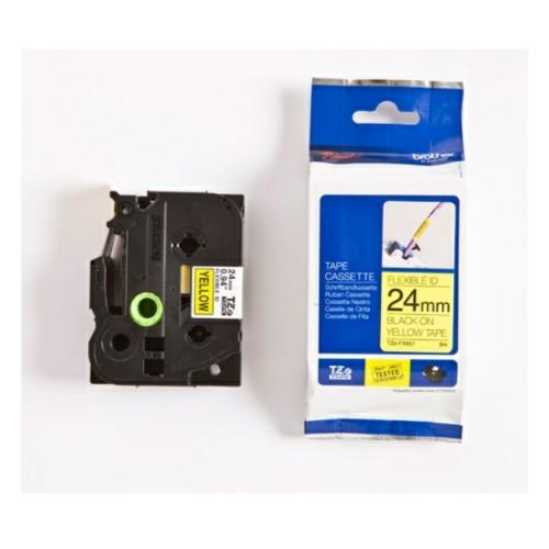 Brother tape noir sur jaune (TZEFX651), 24mm, flexible laminated