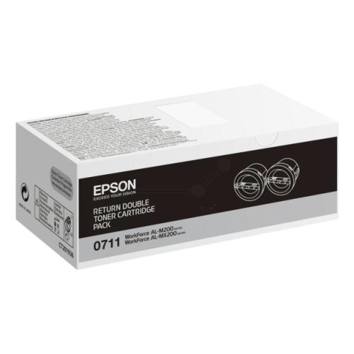 Epson toner noir (C13S050711 / 0710) (Double Pack, Retour, grande capacité)