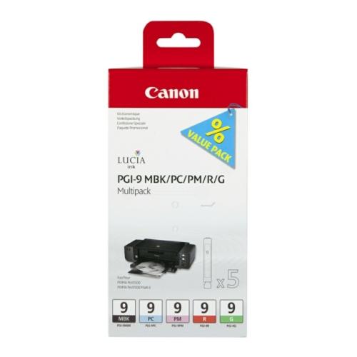 Canon cartouche d'impression noir mato / photo cyan / photo magenta / rouge / vert (1033B013 / PGI9) (multipack)