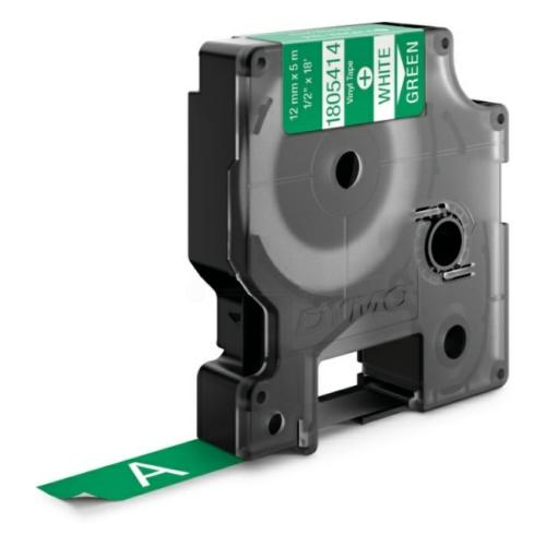 Dymo Ruban vinyle blanc sur vert (1805414), 12mm, laminé