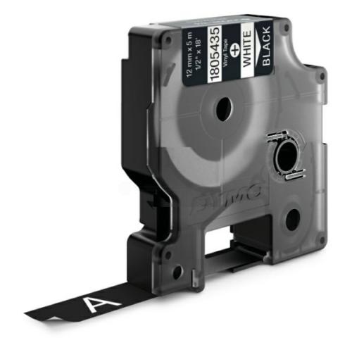 Dymo Ruban vinyle blanc sur noir (1805435), 12mm, laminé