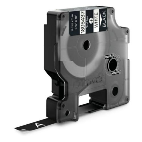 Dymo Ruban vinyle blanc sur noir (1805437), 9mm, laminé
