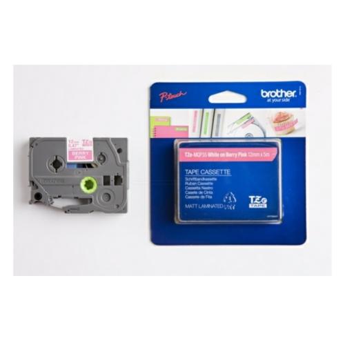 Brother tape blanc sur Rose mat (TZEMQP35), 12mm, laminé