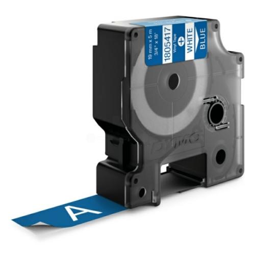 Dymo Ruban vinyle blanc sur bleu (1805417), 19mm, laminé