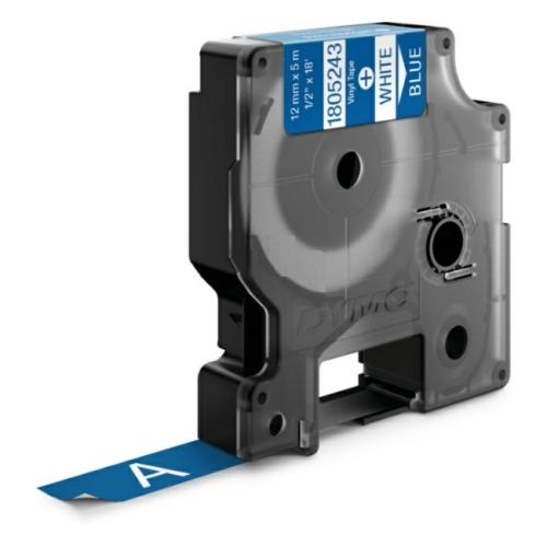 Dymo Ruban vinyle blanc sur bleu (1805243), 12mm, laminé