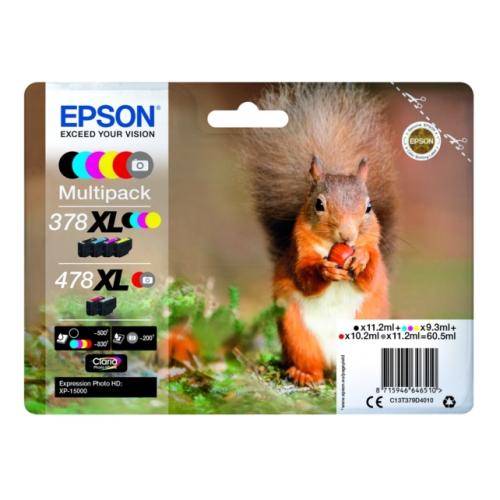 Epson cartouche d'impression noir / cyan / magenta / jaune / rouge / gris (C13T379D4010 / 378XL478XL) (multipack, grande capacité)