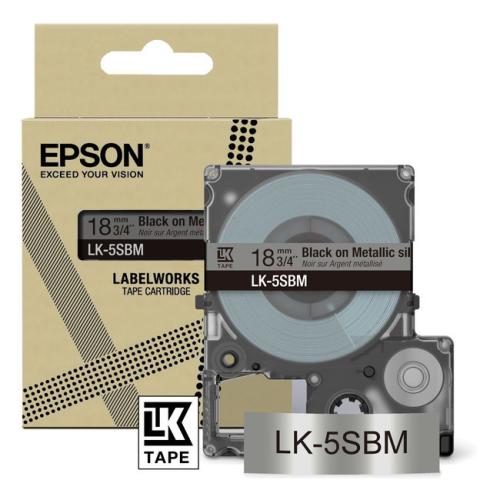 Epson étiquettes noir / argenté (C53S672094 / LK5SBM)