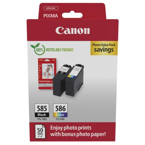 Canon Cartouche d'encre / Papier photo noir / couleur (6205C004 / PG585CL586) (Double Pack, multipack)
